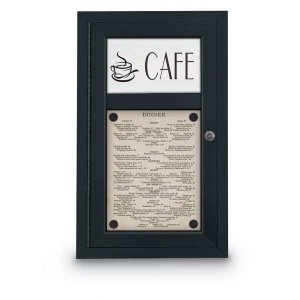 Sliding Door Indoor Enclosed Corkboard, 7, UV9003ACSH-SATIN-BLACK